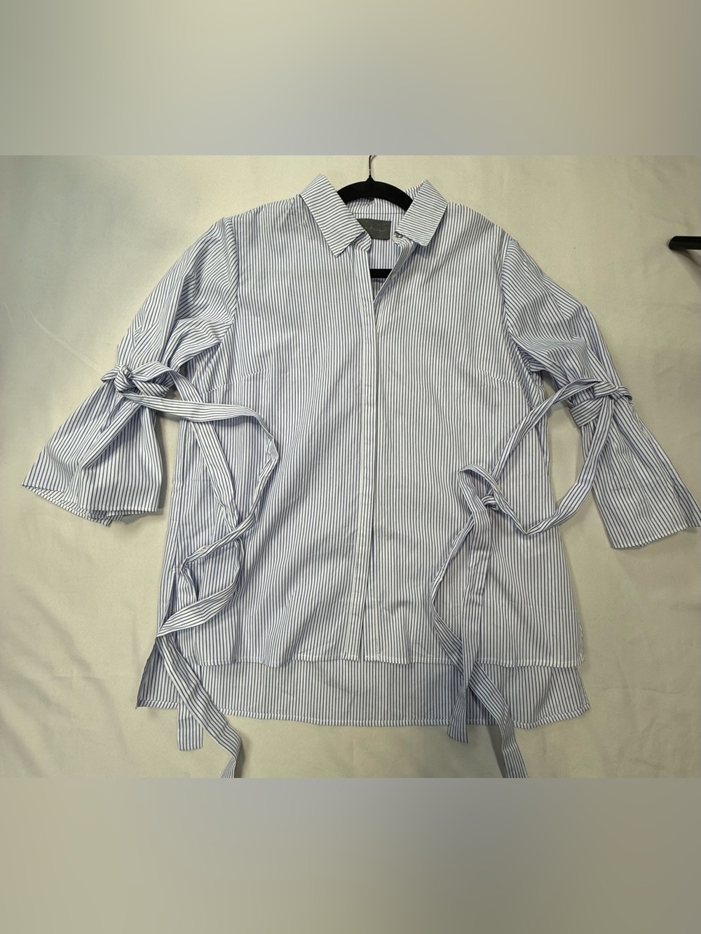 Anthropology Sunday in Brooklyn Blue & White Striped Tie-Detail Button-Up Blouse